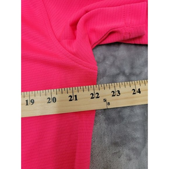 Under Armour Mens Pullover Knit Short Sleeve Hot Pink Polo Logo Shirt Large - Picture 6 of 8